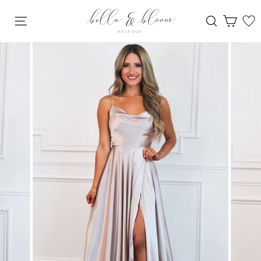 TONIGHT'S THE NIGHT SATIN FORMAL DRESS: In Champagne, Size XL, **WORN ONCE**